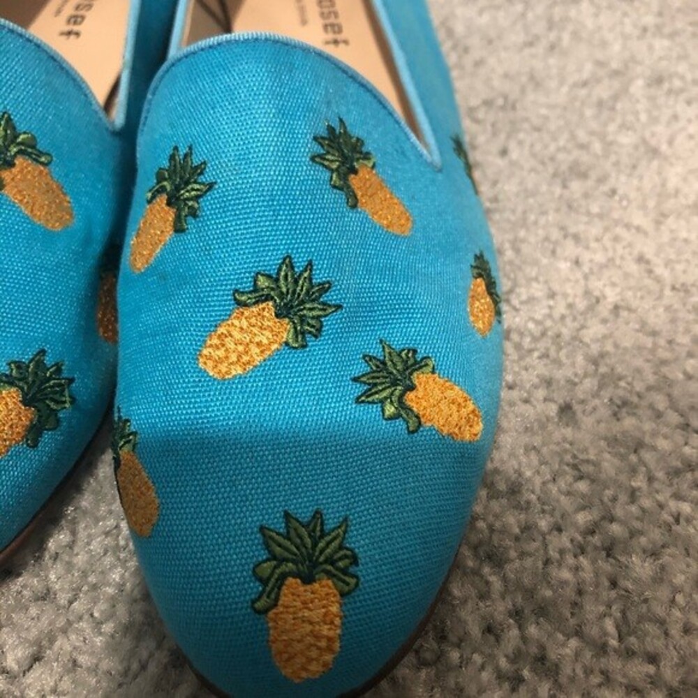 Jon Josef Loafers Blue Yellow Retro Gatsby Pineapple Print Novelty Slip On Shoes - Picture 2 of 7